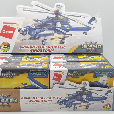 Đồ chơi lắp ghép xếp hình  Trực thăng chiến đấu 8 trong 1 Qman 1801