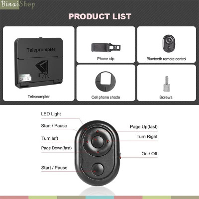 Lensgo Teleprompter TC7 - Máy Nhắc Chữ Mini Cho Biên Tập Viên, MC Truyền Hình, Kích Thước Nhỏ Gọn, Dùng Cho Điện Thoại, Máy Ảnh - Hàng Chính Hãng