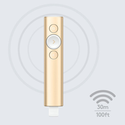 Bút trình chiếu từ xa Logitech Spotlight - không dây đến 30m, kết nối Bluetooth và USB, phóng to để nhấn mạnh, điều khiển con trỏ bật video - Hàng chính hãng