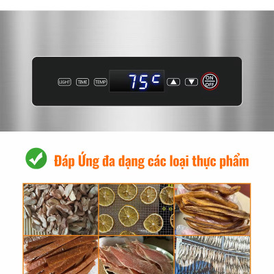 Máy Sấy Thực Phẩm Inox HTG 8 khay DBC08-A01 Sấy Khô Hoa Quả, Thịt, Đồ Ăn, Tia UV Khử Khuẩn, Hẹn Giờ, Hàng Chính Hãng