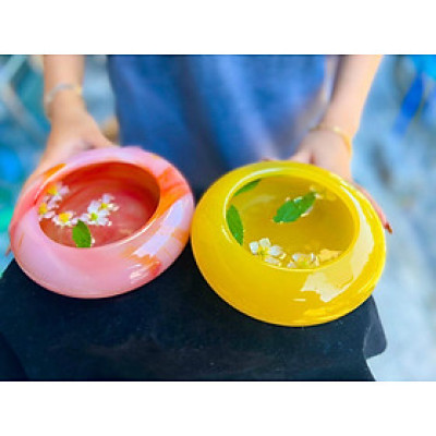 Bát nước minh đường tụ thủy, bát thả hoa thần tài đá ngọc cẩm thạch - Đường kính 15 cm