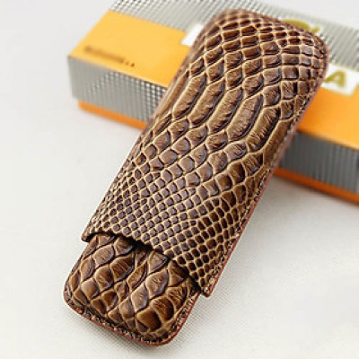 Ống Đựng Xì Gà Hai Điếu HY1205 Bằng Da Chống Thấm Nước (Màu Ngẫu Nhiên)