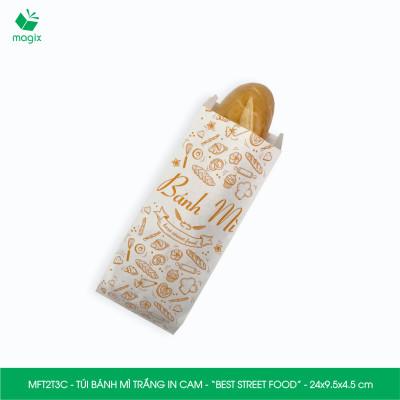  MFT2T3C - 24x9.5x4.5 cm - 100 túi giấy đựng bánh mì, túi đựng thức ăn mang đi, túi take away