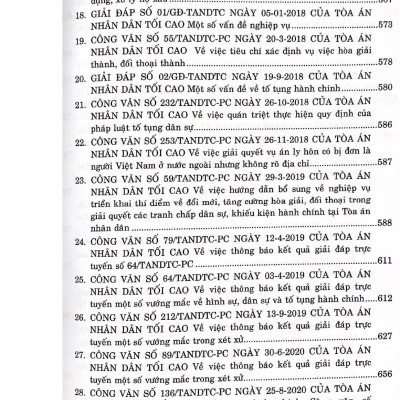 Hệ thống 70 Án lệ và các Giải đáp vướng mắc trong nghiệp vụ xét xử của Tòa án nhân dân tối cao từ năm 2016 đến nay