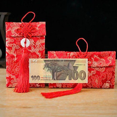 Túi gấm màu vàng loại 100 Zimbabwe mới sưu tầm, làm quà tặng