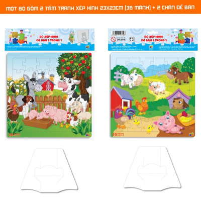 Bộ 2 Tranh Xếp Hình 36 Mảnh Để Bàn 23 x 23 cm - Minh Châu C2-011