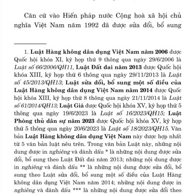 Luật hàng không dân dụng Việt Nam (hiện hành) (sửa đổi bổ sung năm 2013, 2014, 2023)