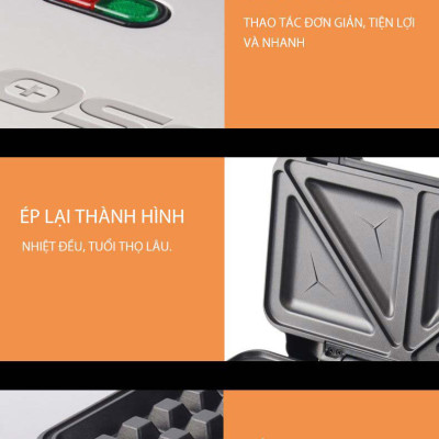 Kẹp nướng sandwich 3 in 1 Tiross TS9655 (900W) - Hàng chính hãng