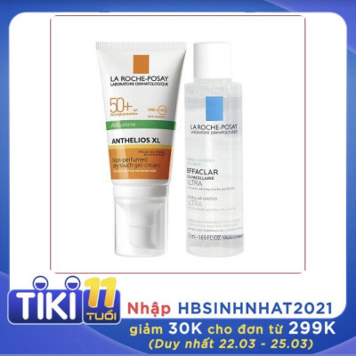 Bộ chống nắng kiểm soát dầu La Roche-Posay Anthelios XL Dry Touch 50ml & Nước tẩy trang 50ml