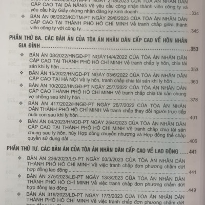Tuyển tập các bản án của Tòa án nhân dân cấp cao về hành chính – kinh doanh thương mại – hôn nhân gia đình – lao động