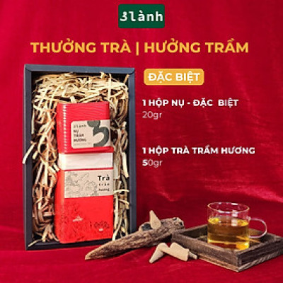 Bộ Quà Tặng Thưởng Trà Hưởng Trầm 3 Lành Lễ Tết 2025 Giáng Sinh Mong An Yên Tài Lộc Phúc Lành