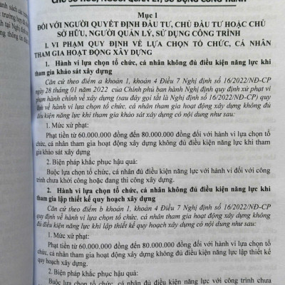 Sách Tra Cứu Các Hành Vi Vi Phạm Hành Chính Và Mức Xử Phạt Trong Lĩnh Vực Đất Đai, Nhà Ở, Xây Dựng Và Kinh Doanh Bất Động Sản (V2574T)