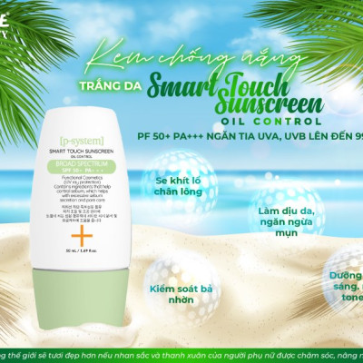 Kem đi nắng trắng da cho da mụn da dầu da hỗn hợp SMART TOUCH SUNSCREEN OIL CONTROL chai 50ml