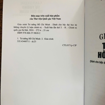 GIÁO TRÌNH TƯ TƯỞNG HỒ CHÍ MINH (DÀNH CHO BẬC ĐẠI HỌC HỆ KHÔNG CHUYÊN LÝ LUẬN CHÍNH TRỊ)