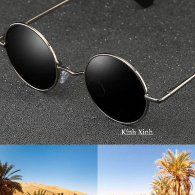 Kính mát Mắt Tròn Nhỏ Mini Chống nắng uv bảo vệ mắt + Tặng phụ kiện hộp đựng, khăn lau