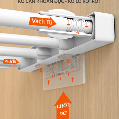 Móc Dán Giá Đỡ Chia Ngăn Tủ Hamart Móc Chữ L Đôi Siêu Dính Tường Chịu Lực 20kg Tiện Lợi
