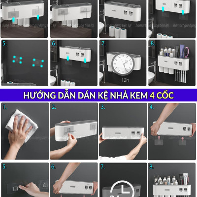 Miếng Dán Kệ Kem Đánh Răng OENON Ecoco Mũi Tên Bộ Nhả Kem Tự Động 3 4 Cốc Kệ Nhà Tắm Treo Tường
