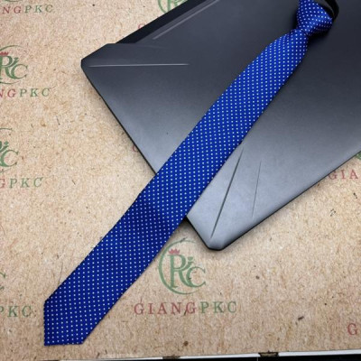 Cà vạt nam mẫu thắt sẵn dây kéo bản nhỏ 6cm mẫu xanh bích chấm trắng