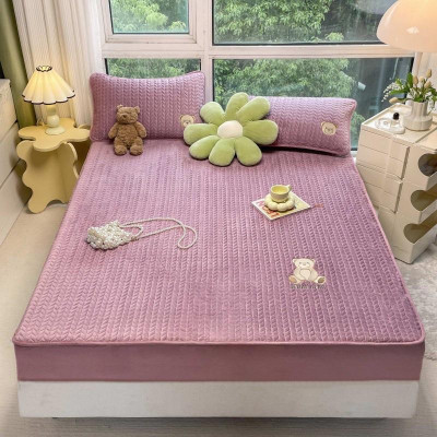 Set ga gối nỉ gấu trần xương cá mềm mịn bọc nệm dưới 30cm