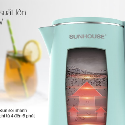 Ấm Đun Siêu Tốc SUNHOUSE 2 Lớp Dung Tích 1.8L SHD1351 - Hàng chính hãng