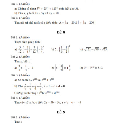 	100 Đề Kiểm Tra Toán 7 _KV