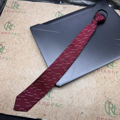 Cà vạt nam mẫu thắt sẵn dây kéo bản nhỏ 6cm mẫu đỏ kẻ trắng mưa