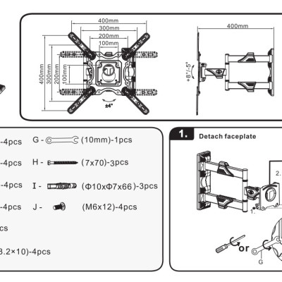 Giá Khung treo tivi North Bayou NB-P4 Xoay đa năng từ 32 đến 55 inch , Tải trọng tối đa 27Kg - Hàng chính hãng