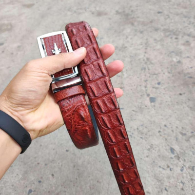 Thắt Lưng Da Cá Sấu. Gù Cá Sấu Đẹp Sang Chảnh TS119B (mặt trắng)