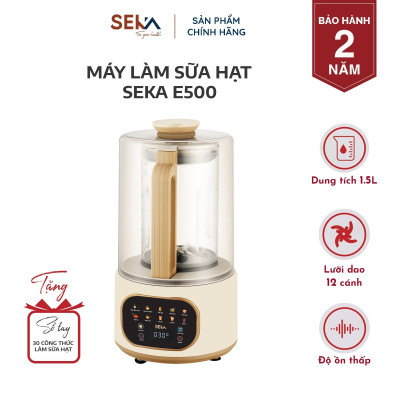 Máy làm sữa hạt SEKA E500 10 chức năng, chống ồn, tốc độ xay mạnh, dung tích 1.5L, lưỡi dao 12 cánh siêu bền hàng nhập khẩu