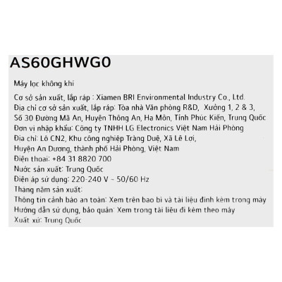 Máy lọc không khí LG PuriCare 360 Hit AS60GHWG0 41W - Hàng Chính Hãng - Chỉ Giao HCM