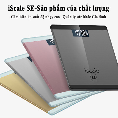 Cân sức khỏe điện tử vuông ISCALE mặt kính cường lực, kiểu dáng iphone cao cấp tặng kèm 2 pin AAA 180kg - Hàng chính hãng