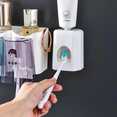 Kệ Nhà Tắm Thông Minh – Bộ Nhả Kem Đánh Răng Tự Động + 4 Cốc Úp Ngược Tiện Lợi