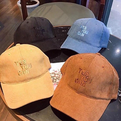  Nón kết lưỡi trai Nhung thêu YES YOU CAN nhiều màu pastel cực xinh