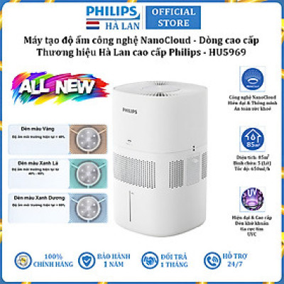 Máy tạo độ ẩm công nghệ NanoCloud UV khử khuẩn Philips HU5969 - Dùng cho phòng diện tích 85m2 - Hàng nhập khẩu
