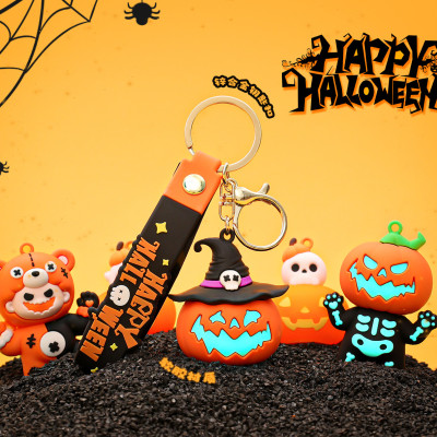 Móc khóa bí ngô Halloween có đèn phát sáng dùng làm quà tặng trang trí