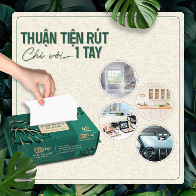 Khăn vải khô đa năng Lamy EcoWipes gói 60 tờ không mùi không cồn không chất tẩy trắng