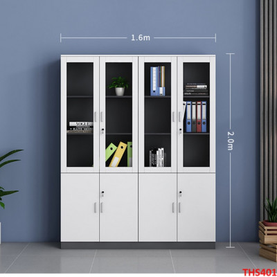 Tủ hồ sơ, tủ tài liệu, tủ văn phòng gỗ MDF cánh kính THS401 - Nội thất lắp ráp Viễn Đông adv