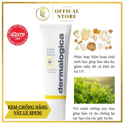 Kem chống nắng vật lý giúp vùng da cổ luôn săn chắc Dermalogica Physical Invisible Defense SPF30 50ml