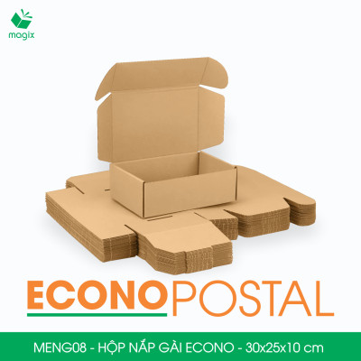MENG08 - 30x25x10 cm - 60 Hộp carton nắp gài đóng hàng giá rẻ, hộp gói hàng, hộp quà thời trang