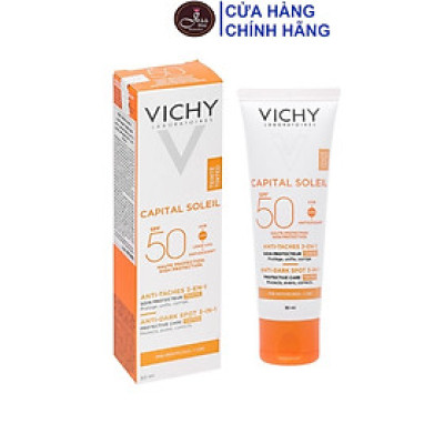 Kem Chống Nắng Vichy Capital Soleil Anti-Dark Spot 3-In-1 SPF50+ Thoáng Mịn Ngăn Sạm Da 50ml  - Có Màu
