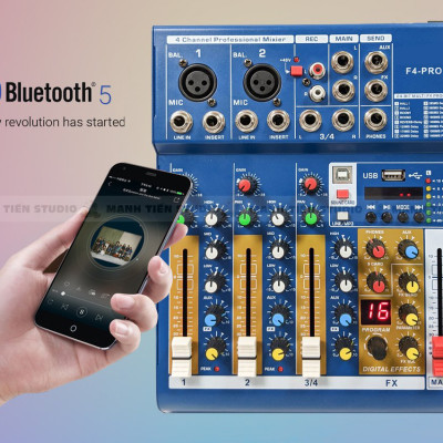 Bàn trộn Mixer Yamaha F4 Pro - Tích hợp vang số 16 chế độ vang - Chuyển đổi thành soundcard livestream dễ dàng, thu âm, karaoke online chuyên nghiệp - Có Bluetooth, ghi âm USB - Kết hợp được với mọi loa kéo, amply, dàn karaoke gia đình - Hàng nhập khẩu