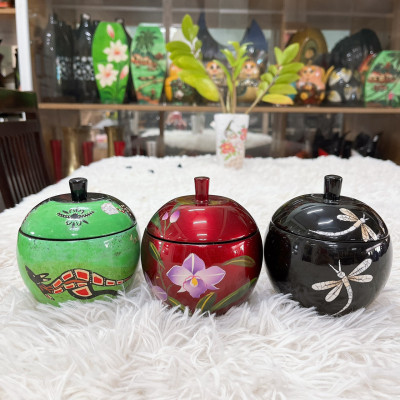 Hủ táo sơn mài cao cấp Thanh Bình Lê đựng bánh kẹo mứt, vật dụng nhỏ, trang trí bàn kệ, nhà cửa, văn phòng, quà tặng