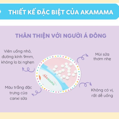 Canxi D3 K2 Cho Mẹ Bầu Hỗ Trợ Phát Triển Hệ Xương Của Bé, Viên Nhỏ, Không Vị, Dễ Uống Gói 120 Viên  Akamama Nhật Bản
