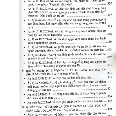 Hệ thống 70 Án lệ và các Giải đáp vướng mắc trong nghiệp vụ xét xử của Tòa án nhân dân tối cao từ năm 2016 đến nay