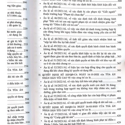 Hệ thống 70 Án lệ và các Giải đáp vướng mắc trong nghiệp vụ xét xử của Tòa án nhân dân tối cao từ năm 2016 đến nay