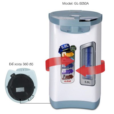 Bình Thuỷ Điện Gali GL-5050A Dung tích 5L nhỏ gọn, Thân bằng nhựa nguyên sinh cao cấp, lòng trong bằng Inox 304 dày chất lượng. Hàng chính hãng chất lượng cao bảo hành 24 tháng.