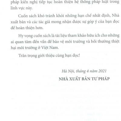 Pháp Luật Về Bồi Thường Thiệt Hại Môi Trường Ở Việt Nam - Lý Luận Và Thực Tiễn