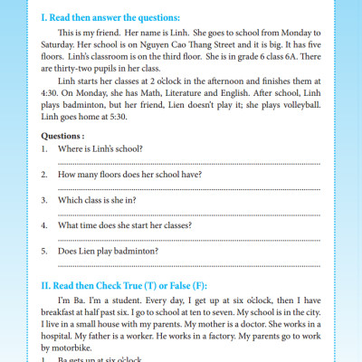 Bài Tập Tiếng Anh Lớp 6 (Không Đáp Án) (Sách Màu)