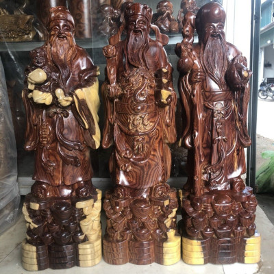 BỘ TAM ĐA PHÚC LỘC THỌ BẰNG GỖ TRẮC KT CAO 50