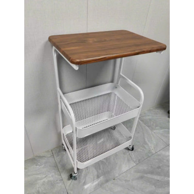 Kệ Để Đồ 3 Tầng Có Bánh Xe – Kệ Spa Mặt Gỗ, Khung Sắt Sơn Tĩnh Điện – Kệ Đẩy Đa Năng Cho Nhà Bếp, Phòng Khách, Phòng Ngủ- HÀNG CHÍNH HÃNG MINIIN